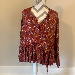 Rust red paisley top